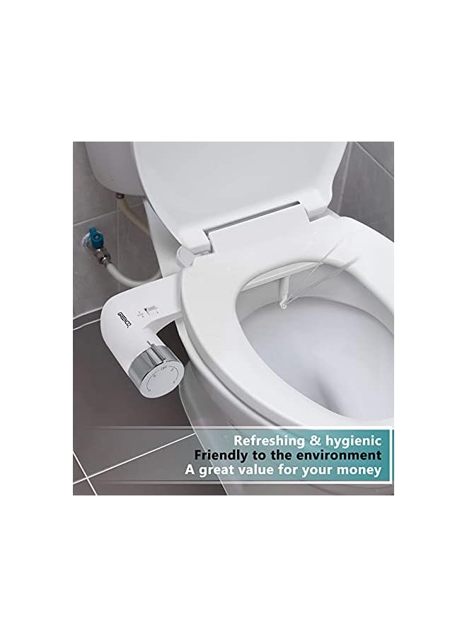 Greenco Slim Bidet Attachment Hot, Warm and Cold Water Bidet Sprayer Toilet Seat, Easy-to-Install, Non-Electric, Adjustable Fresh Water Jet, Stainless Steel Flex Hose, Detailed Instructions Included - Image 3