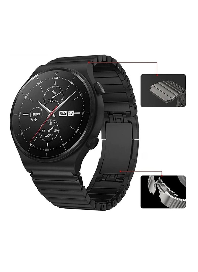 Y&D Stainless Steel Replacement Strap for Huawei GT 46mm / GT2 Pro 42 46mm, Compatible with Samsung Galaxy Watch 3 45mm Gear S3, Metal 22mm (Black)  - Image 2