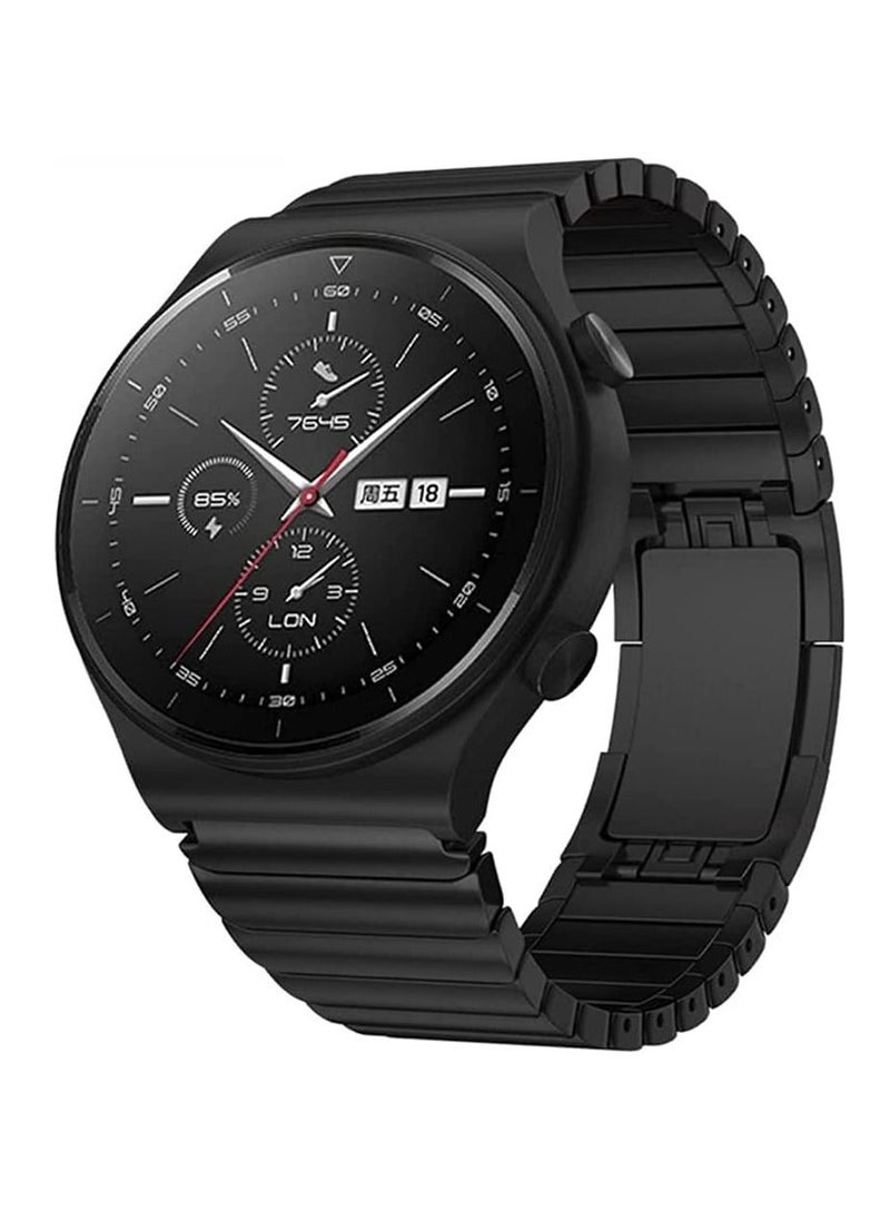 Y&D Stainless Steel Replacement Strap for Huawei GT 46mm / GT2 Pro 42 46mm, Compatible with Samsung Galaxy Watch 3 45mm Gear S3, Metal 22mm (Black)  - Image 1