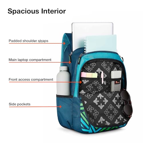 Nasher Miles Physics 4 Compartment Laptop Backpack 31 Liters Polyester with Raincover| Front Organiser Ideal for College, School Bags for Boys & Girls (Dark Green) - Image 3