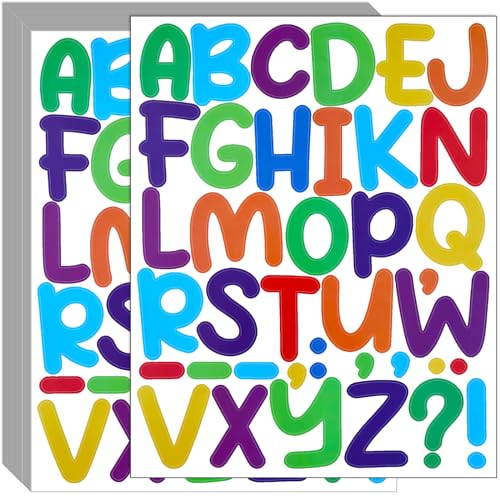 Bemeol 912 Pieces Letter Stickers 24 Sheets 2 Inch Alphabet Letter Stickers Self Adhesive Sticker Letters for Bulletin Board Classroom Mailbox Door Home DecorColorful - Image 1