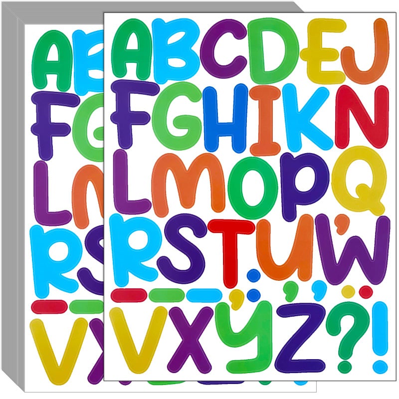 Bemeol 912 Pieces Letter Stickers 24 Sheets 2 Inch Alphabet Letter Stickers Self Adhesive Sticker Letters for Bulletin Board Classroom Mailbox Door Home DecorColorful - Image 3