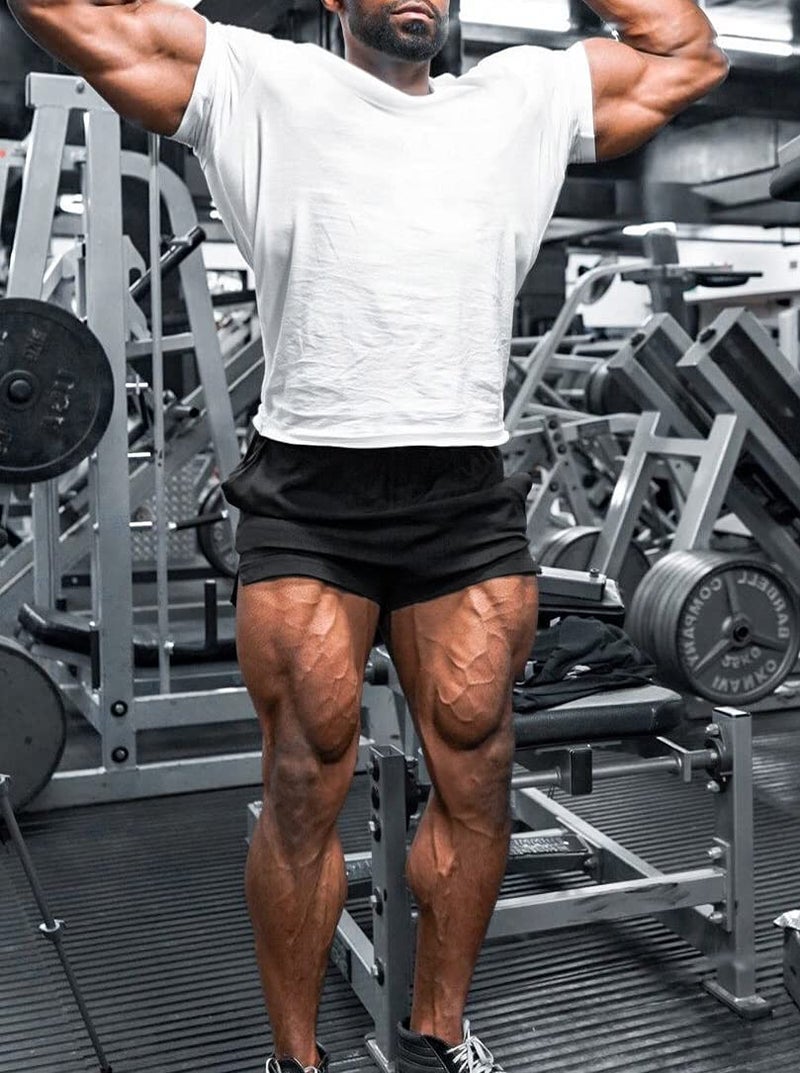 EVERWORTH Men's 5 Inch Inseam Workout Shorts Athletic Gym Shorts Bodybuilding Short Shorts Casual Running Shorts Black US M - Image 4