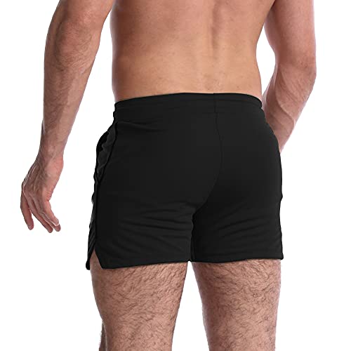 EVERWORTH Men's 5 Inch Inseam Workout Shorts Athletic Gym Shorts Bodybuilding Short Shorts Casual Running Shorts Black US M - Image 3