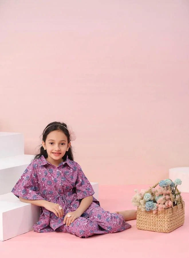 sanskrutihomes sanskrutihomes All Over Print Collared Kaftan and Pyjama Set
