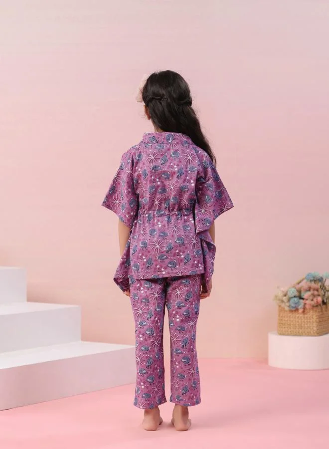 sanskrutihomes sanskrutihomes All Over Print Collared Kaftan and Pyjama Set