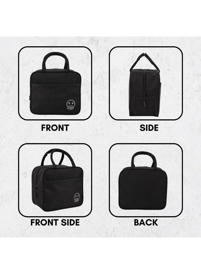 HYLOL Women and Kids Portable and Reusable Insulated Cotton Thermal Cooler Lunch/Tiffin/Storage Bag for Office Women, College, and School (Black 01), 6 L - Image 3