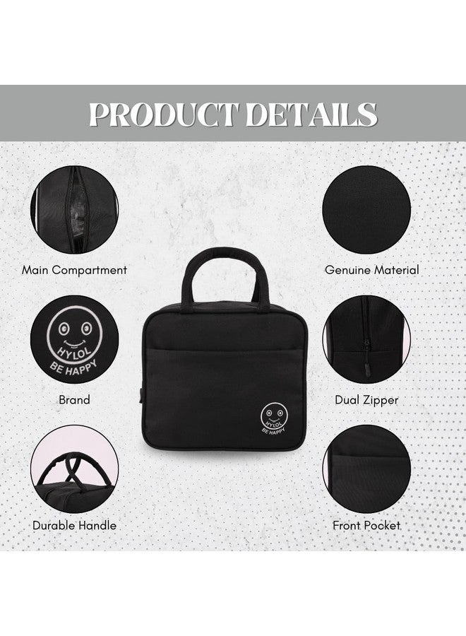 HYLOL Women and Kids Portable and Reusable Insulated Cotton Thermal Cooler Lunch/Tiffin/Storage Bag for Office Women, College, and School (Black 01), 6 L - Image 4