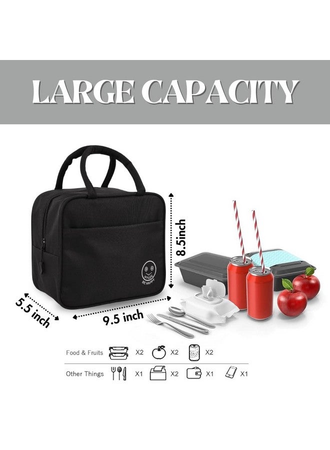 HYLOL Women and Kids Portable and Reusable Insulated Cotton Thermal Cooler Lunch/Tiffin/Storage Bag for Office Women, College, and School (Black 01), 6 L - Image 2