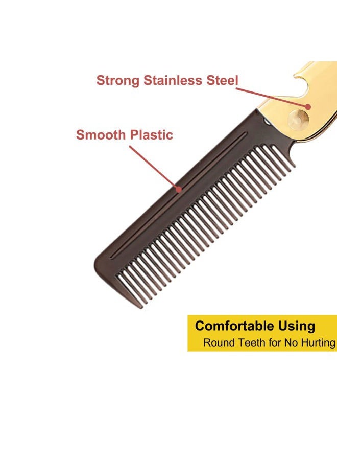 Avenoir Stainless Steel Folding Comb, Pocket Comb for Men and Women, Golden - Image 5