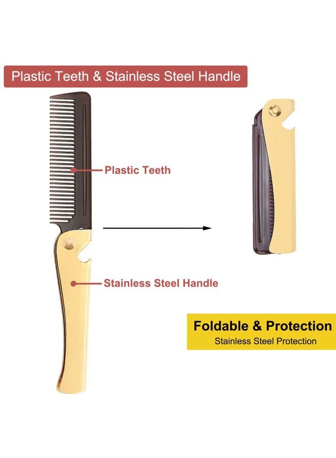 Avenoir Stainless Steel Folding Comb, Pocket Comb for Men and Women, Golden - Image 3