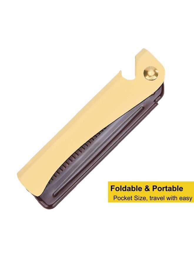 Avenoir Stainless Steel Folding Comb, Pocket Comb for Men and Women, Golden - Image 4