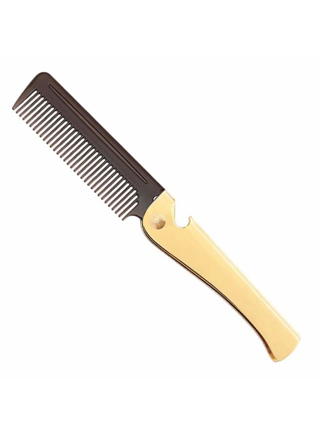 Avenoir Stainless Steel Folding Comb, Pocket Comb for Men and Women, Golden - Image 1