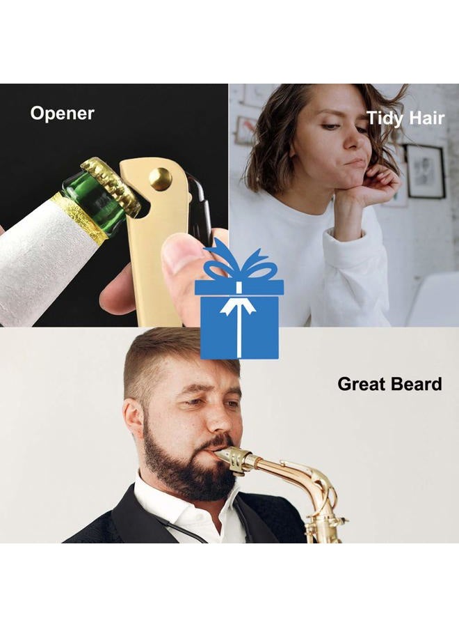 Avenoir Stainless Steel Folding Comb, Pocket Comb for Men and Women, Golden - Image 2