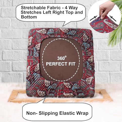 STITCHNEST Polycotton Stretchable Printed Solid Sofa Slipcovers, Wooden Sofa Seat Cover, Sofa Back Cushion Covers (Pack of 4) - Image 3