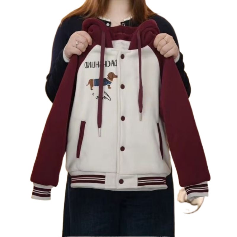 Quality Original Large Girls Baseball Suit Western Style Girl Big Boy Embroidered Cartoon Puppy Coat Trendy - Image 5