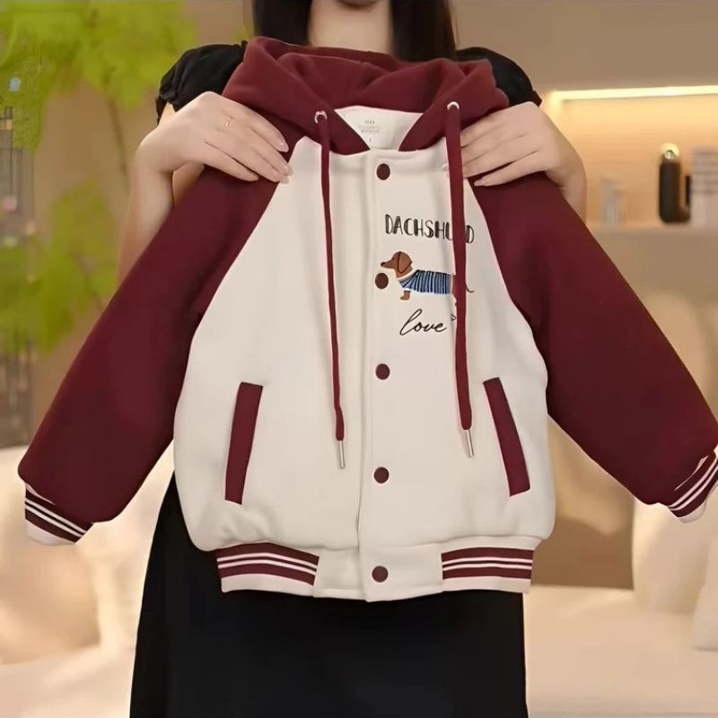 Quality Original Large Girls Baseball Suit Western Style Girl Big Boy Embroidered Cartoon Puppy Coat Trendy - Image 2