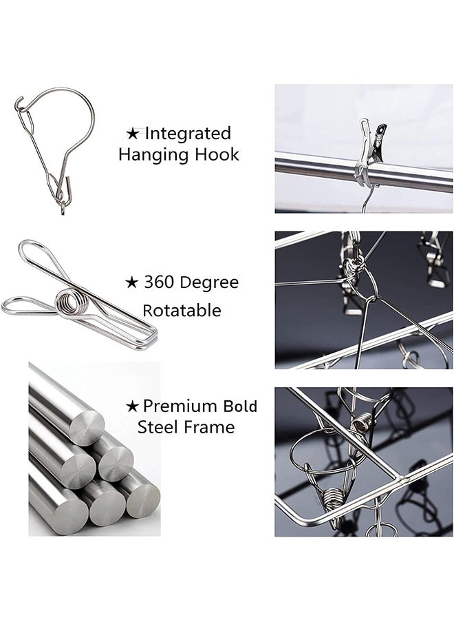 Hihonor Sock Drying Rack,Stainless Steel Swivel Windproof Rack,Folding Underwear Drying Rack for Drying Socks/Towels/Diapers/Hats(With 40 Clips) - Image 4