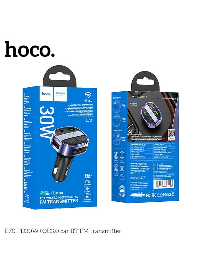 hoco. Car charger E70 PD30W+QC3.0 with wireless FM transmitter - Image 5