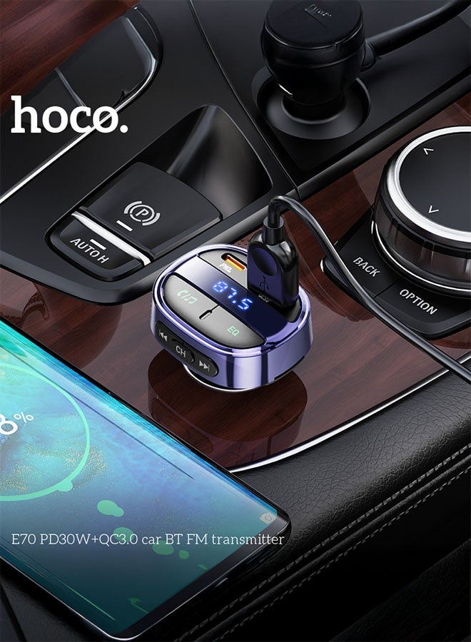 hoco. Car charger E70 PD30W+QC3.0 with wireless FM transmitter - Image 4