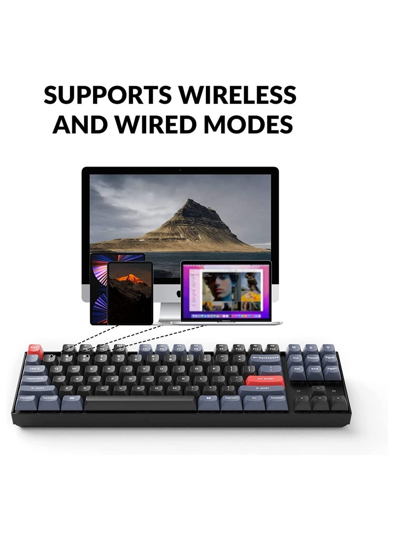 Keychron - K8 Pro Wireless Custom Mechanical Keyboard, 87 keys QMK/VIA Programmable Bluetooth/Wired White Backlight Tenkeyless with Hot-swappable Gateron G Pro Brown Switch Compatible with Mac Windows Linux - Image 1