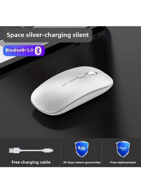 Wireless Bluetooth Mouse Silent Charging Notebook Desktop Computer Office Unlimited Suitable For Lenovo Dell Asus-Specifications:Space Silver/single Bluetooth Version [silent + Rechargeable] + Bluetooth 5.0