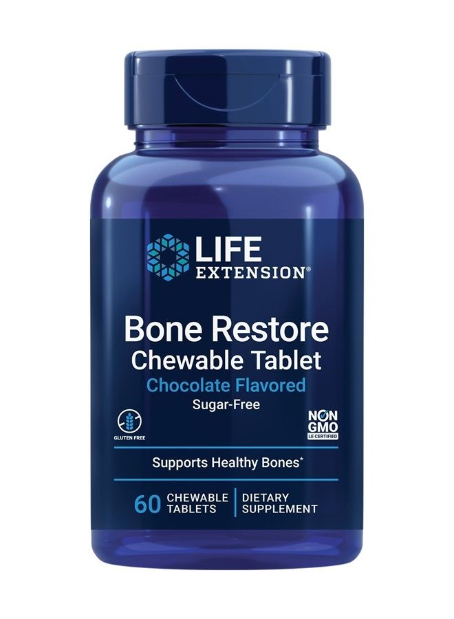 Life Extension Bone Restore Chewable Tablets - Sugar-Free Chocolate Flavor Calcium Supplement with Vitamin D3, Plus Magnesium, Zinc & Boron For Bone Health & Strength - Gluten-Free, Non-GMO - 60 Count - Image 1