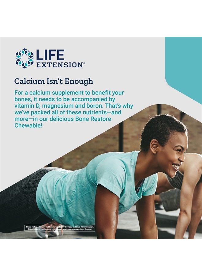 Life Extension Bone Restore Chewable Tablets - Sugar-Free Chocolate Flavor Calcium Supplement with Vitamin D3, Plus Magnesium, Zinc & Boron For Bone Health & Strength - Gluten-Free, Non-GMO - 60 Count - Image 5