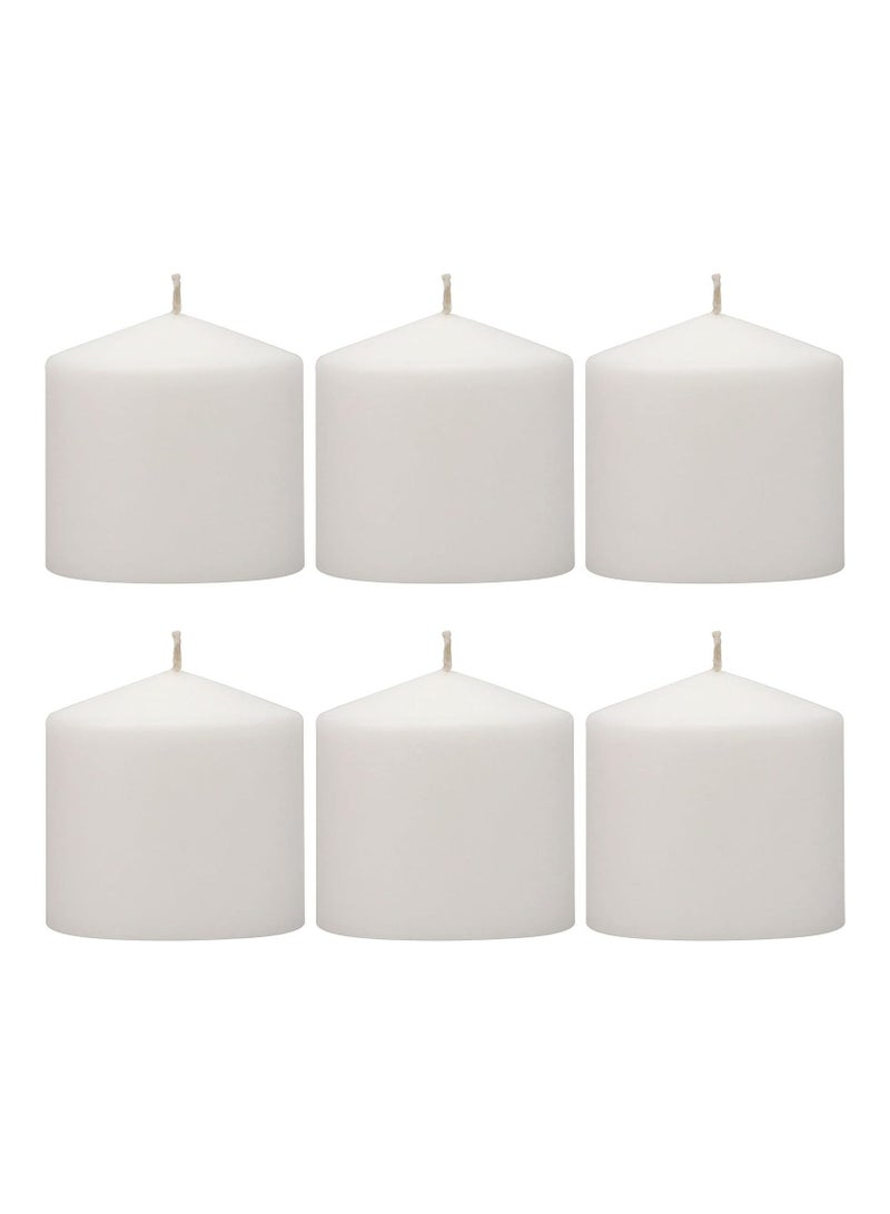 Long Burning Unscented Pillar Candles 3x4 White - Image 1