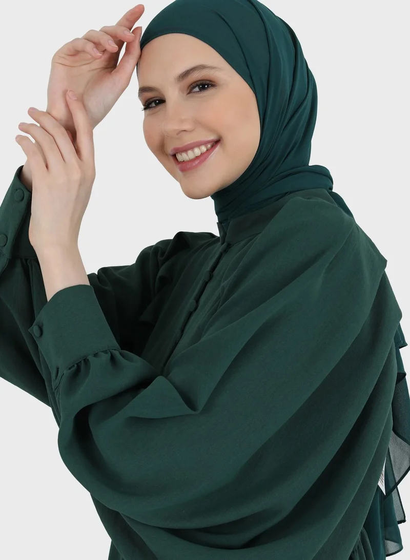 Refka by modanisa Balloon Sleeve Button Detail Dress