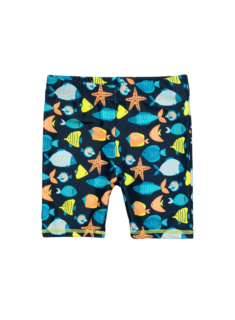 MINOTI Kids Boys' Two-Piece Swim Set with Short Sleeves and Print