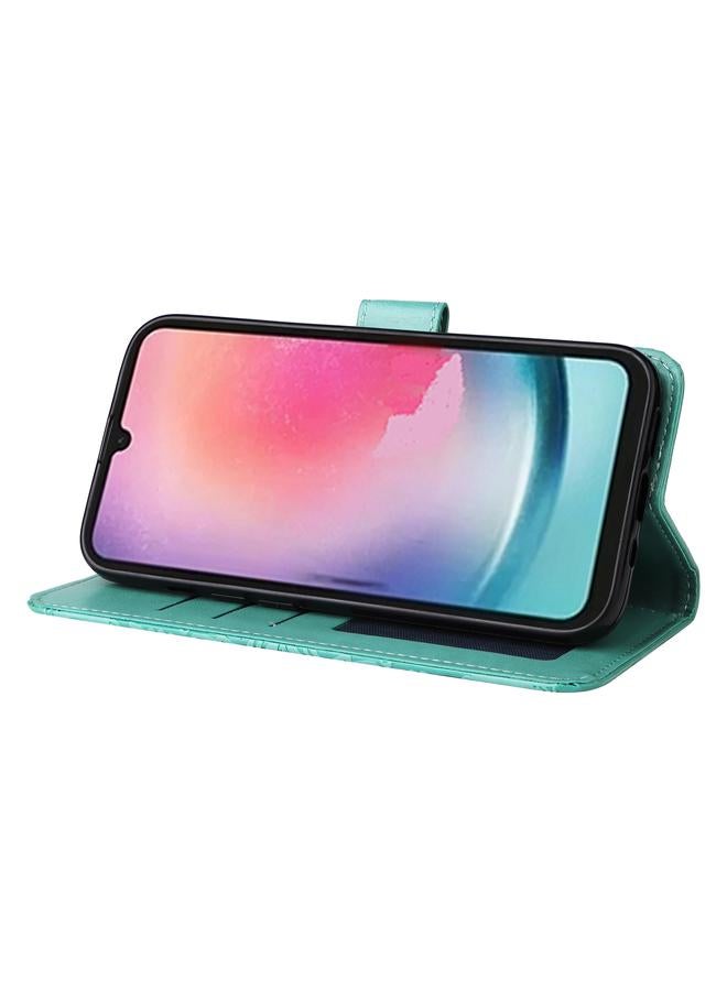 اس-توب جراب لهاتف Samsung Galaxy A24 4G مصنوع من الجلد المنقوش بنقشة عباد الشمس - Image 5