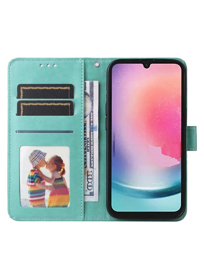 اس-توب جراب لهاتف Samsung Galaxy A24 4G مصنوع من الجلد المنقوش بنقشة عباد الشمس - Image 4