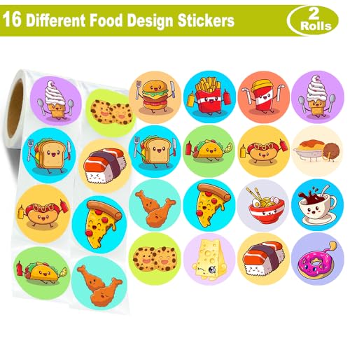 Hohamn 600 Pcs Food Stickers Roll for Kids 15 Inch 16 Styles Food Snack Stickers for Kids Boys Girls Birthday Party School Reward Giveaways - Image 5