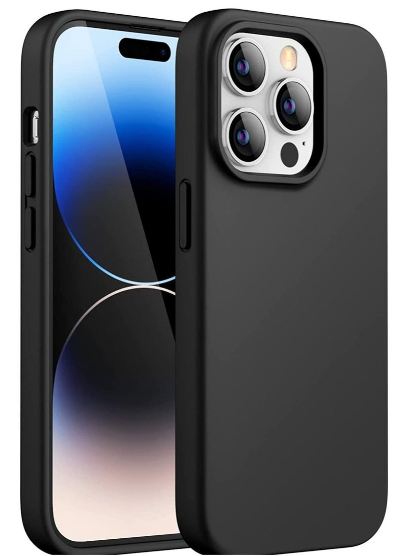 Raxoom Silicone Case for iPhone 14 Pro 6.1-Inch, Silky-Soft Touch Full-Body Protective Phone Case, Shockproof Cover with Microfiber Lining (Black) - Image 1