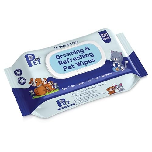 P for PET Grooming Wet Wipes 100 Count (Pack of 1) for Dogs, Cats & All Pets | Purified Water, Glycerin |Anti-Bacterial|Cleansing, Deodorising Wipes - Image 1