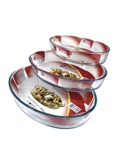 Homemaker 3 Pieces Oval Glass Baking Dish Set 4 Lt + 3.2 Lt + 2.4 Lt Capacity - Clear  - Image 1