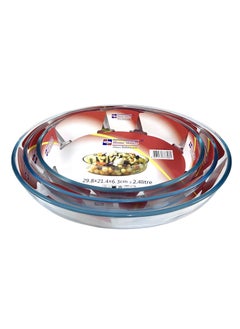 Homemaker 3 Pieces Oval Glass Baking Dish Set 4 Lt + 3.2 Lt + 2.4 Lt Capacity - Clear  - Image 3