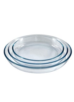 Homemaker 3 Pieces Oval Glass Baking Dish Set 4 Lt + 3.2 Lt + 2.4 Lt Capacity - Clear  - Image 4