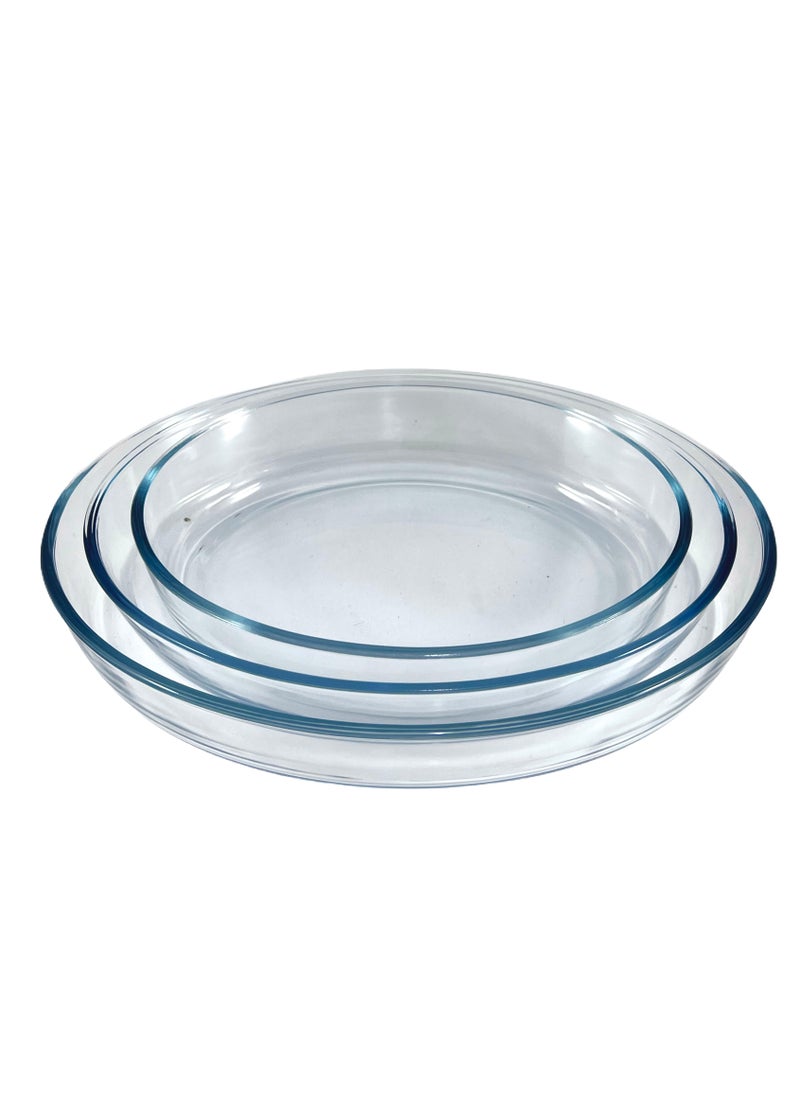 Homemaker 3 Pieces Oval Glass Baking Dish Set 4 Lt + 3.2 Lt + 2.4 Lt Capacity - Clear  - Image 4