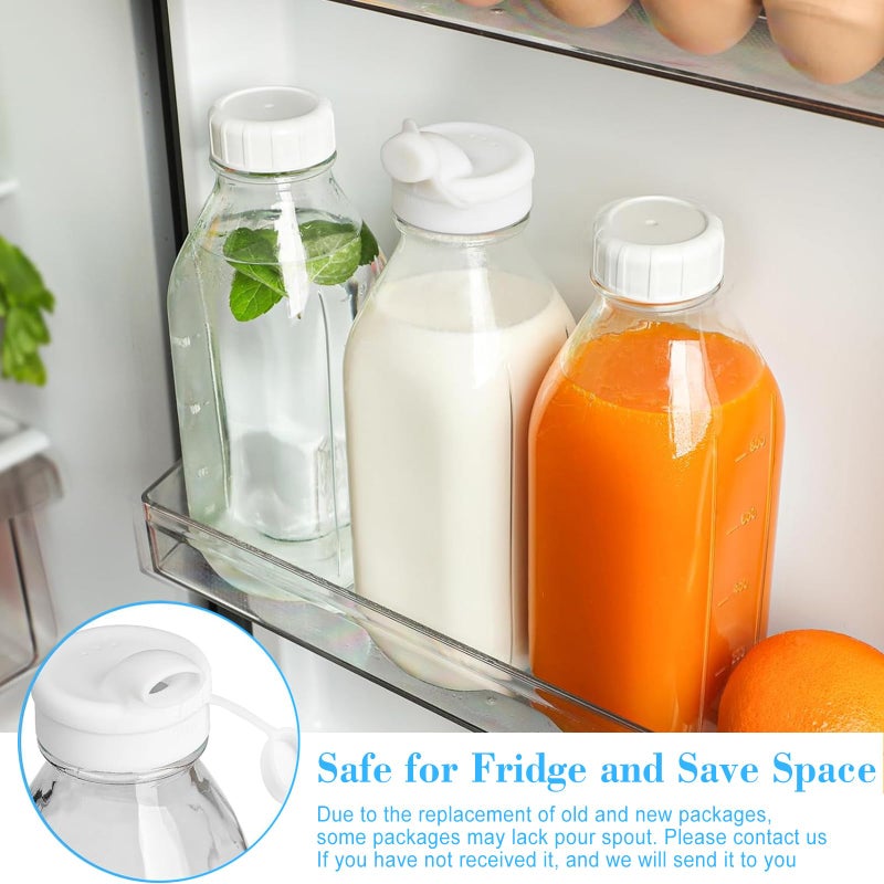 Syntic Square Liter Glass Milk Bottles with Airtight Lid - 100% Leak-Proof Heavy Duty Screw Cap, 32 Oz Glass Juice Bottles w Scale Mark, Reusable Jugs Pitcher for Homemade Juice(Extra 1 Lid and Pen) - Image 3