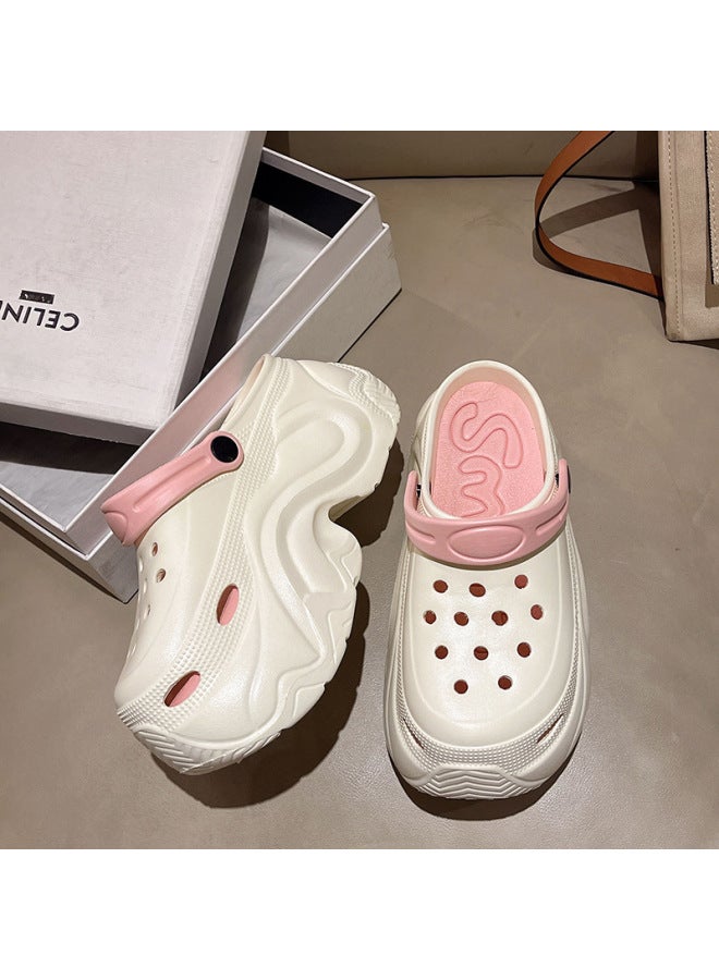 10cm High Heel Hole Shoes Women's Outer Wear Non-slip Height-increasing Cute Cartoon Stepping Platform Slippers Women's Summer