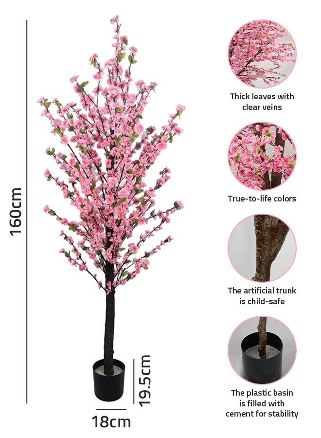 شاربدو شجرة اصطناعية - 180 سم الخوخ ، نبات طويل في وعاء مع قاعدة مستقرة ، ديكور المنزل لزاوية غرفة المعيشة ، مكتب حديث وحدث - Image 5
