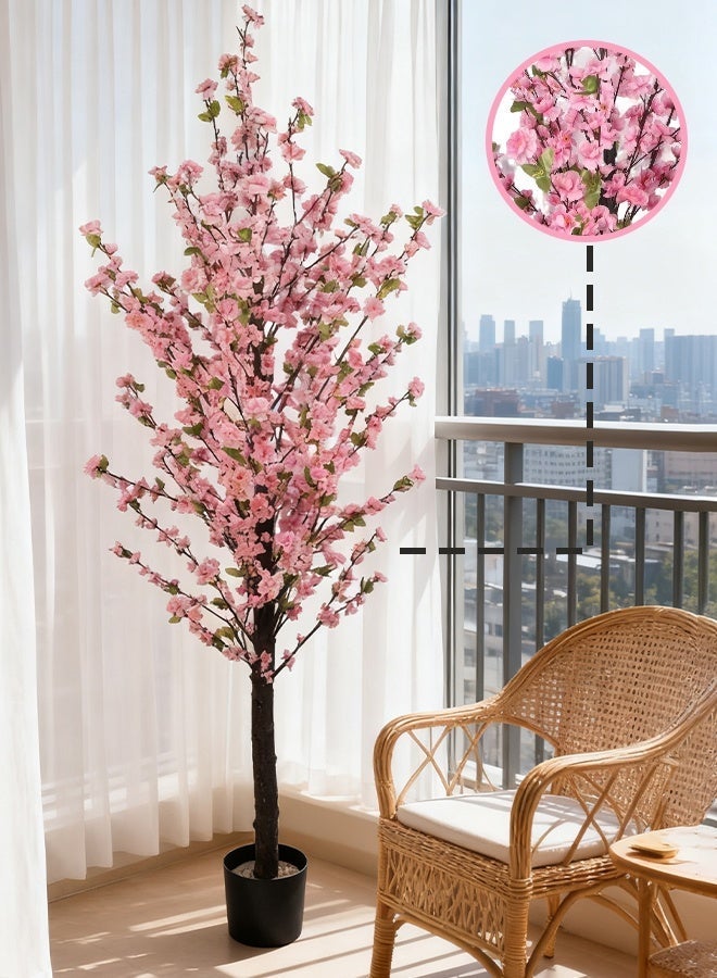 شاربدو شجرة اصطناعية - 180 سم الخوخ ، نبات طويل في وعاء مع قاعدة مستقرة ، ديكور المنزل لزاوية غرفة المعيشة ، مكتب حديث وحدث - Image 3