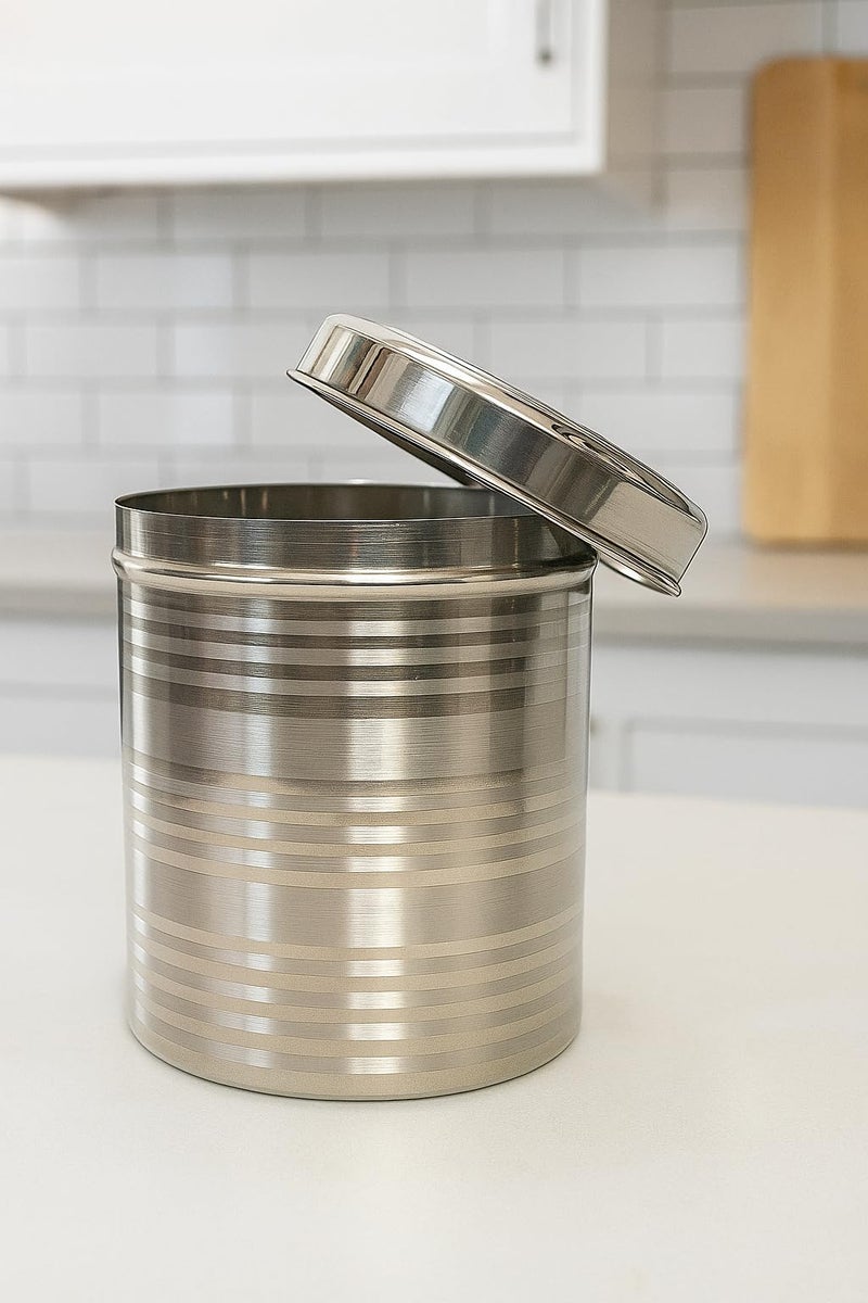 Duodeno "Stainless Steel Storage Containers Set of 4 (1kg, 2kg, 3kg, 4kg) | Airtight Multipurpose Kitchen Canisters for Tea, Sugar, Coffee & Dry Food Steel Storage Round Dabba (Silver) - Image 2