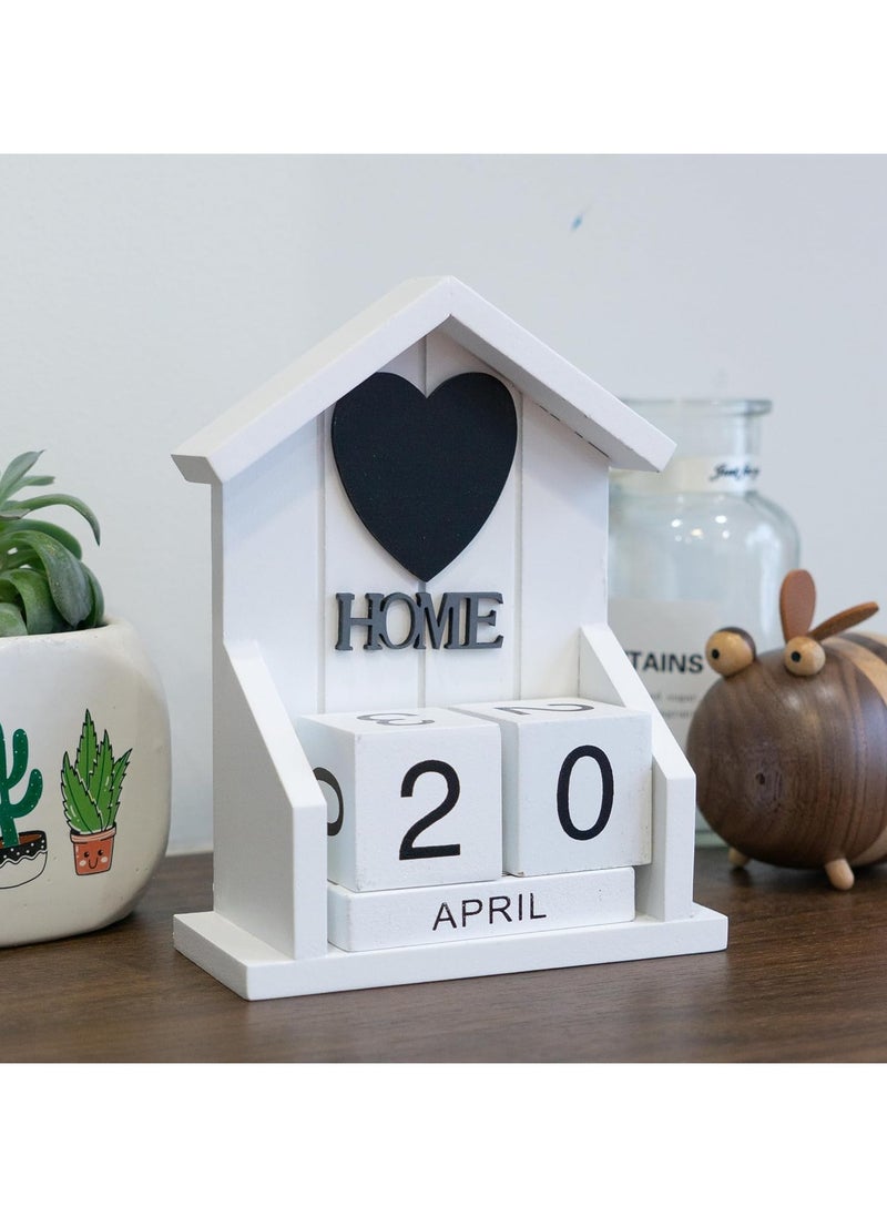 LINGWEI Wooden Perpetual Desk Calendar Rustic Chic Block Design with Month and Date Display Vintage Farmhouse Desktop Decor for Home Office  - Image 2