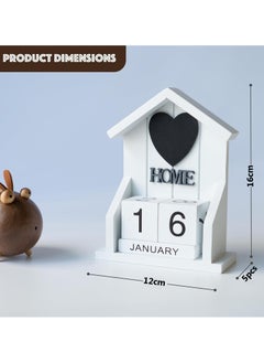 LINGWEI Wooden Perpetual Desk Calendar Rustic Chic Block Design with Month and Date Display Vintage Farmhouse Desktop Decor for Home Office  - Image 5