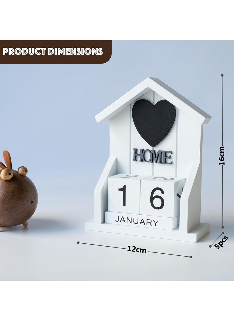 LINGWEI Wooden Perpetual Desk Calendar Rustic Chic Block Design with Month and Date Display Vintage Farmhouse Desktop Decor for Home Office  - Image 5