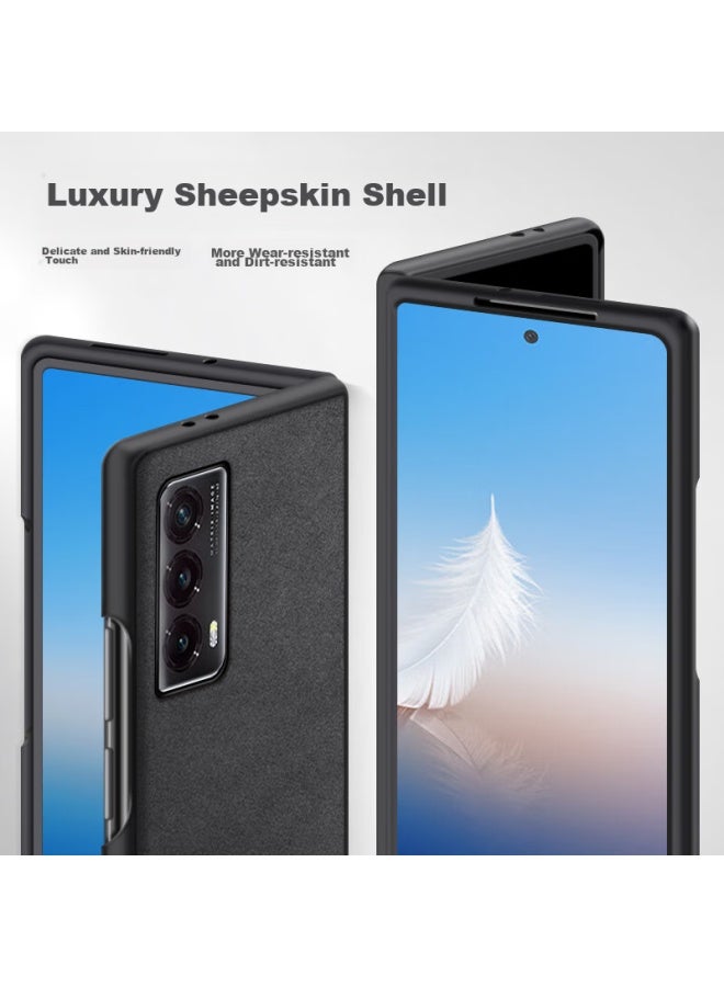 Shangsu, Suitable For, Honor Magic Vs2 Phone Case, Magic Vs2 Protective Cover, Sheepskin Left And Right Folding Style, Honor Silicone Soft Case, Shockproof, For Women And Men, Outer Shell, Graphite Gray - Image 2
