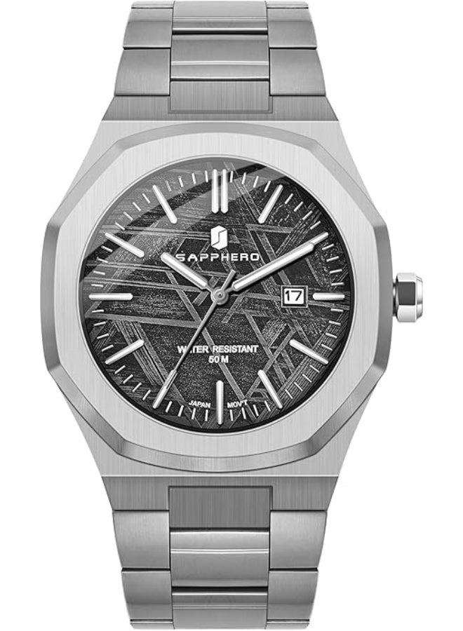 Sapphero Watch for Men Stainless Steel Mens Watches Waterproof Analog Quartz Movement Wrist Watch Gifts for Men - Image 1